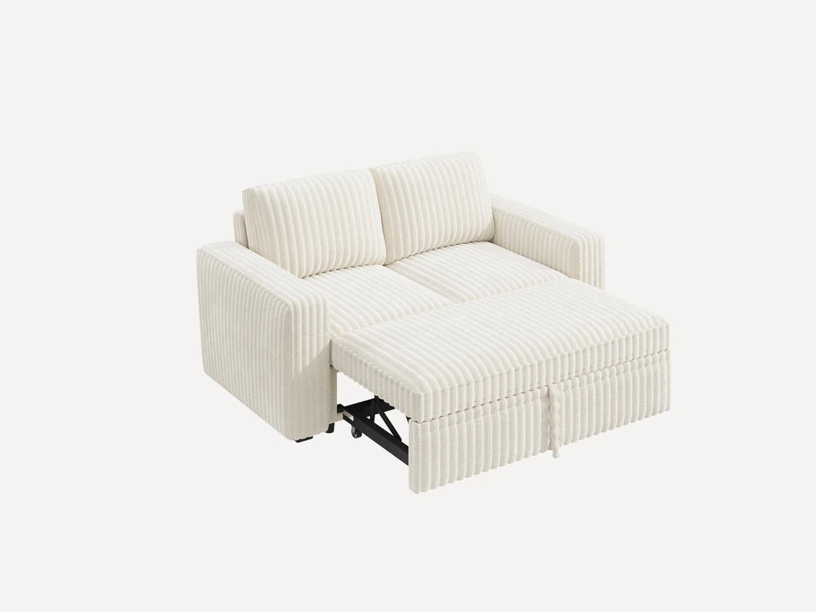 2-Piece Wide Plush Corduroy Modular Sleeper
 #Color_White