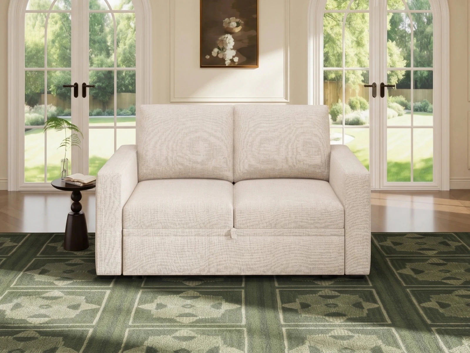 2-Piece Wide Plush Corduroy Modular Sleeper
 #Color_Beige