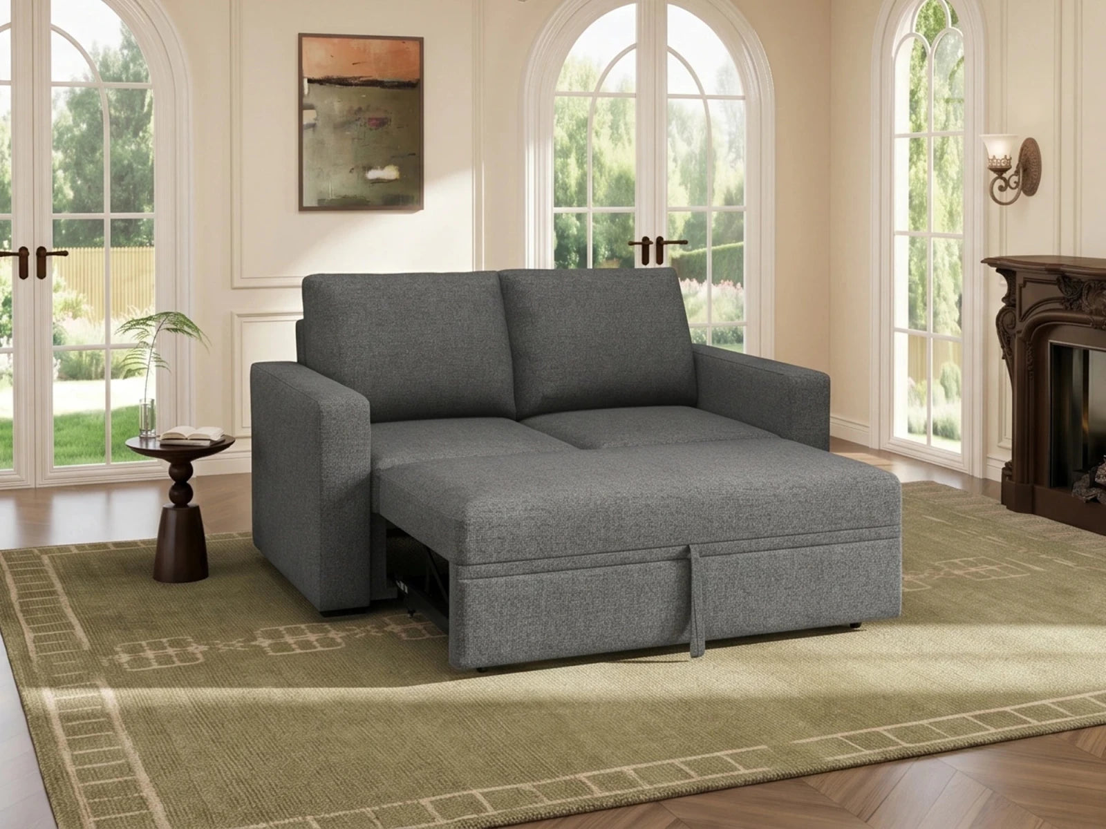 2-Piece Wide Plush Corduroy Modular Sleeper
 #Color_Dark Gray