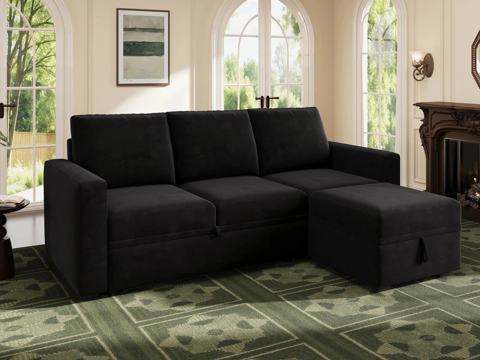 Molit 4-Piece Pull-Out Sectional
#Color_Velvet Black