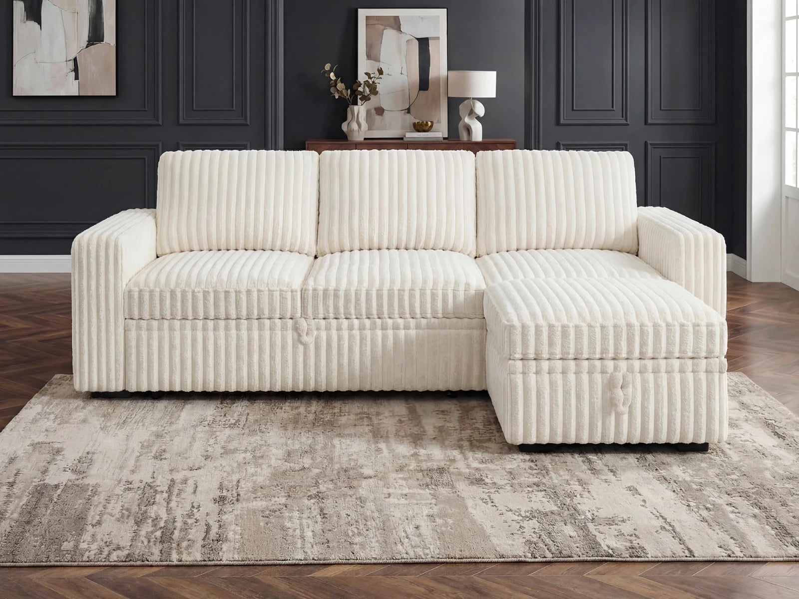 Molit 4-Piece Pull-Out Sectional
 #Color_White