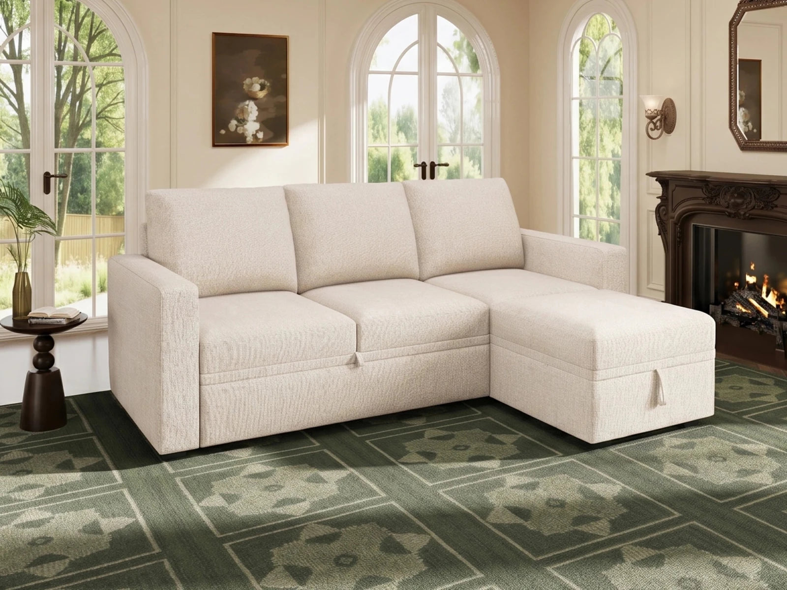 Molit 4-Piece Pull-Out Sectional
 #Color_Beige