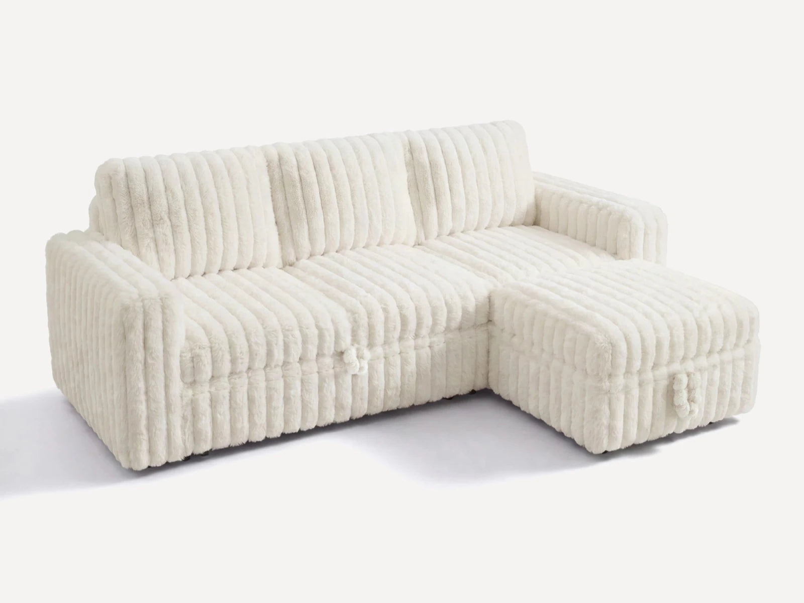 Molit 4-Piece Pull-Out Sectional
  #Color_Faux Rabbit Fur Ivory
