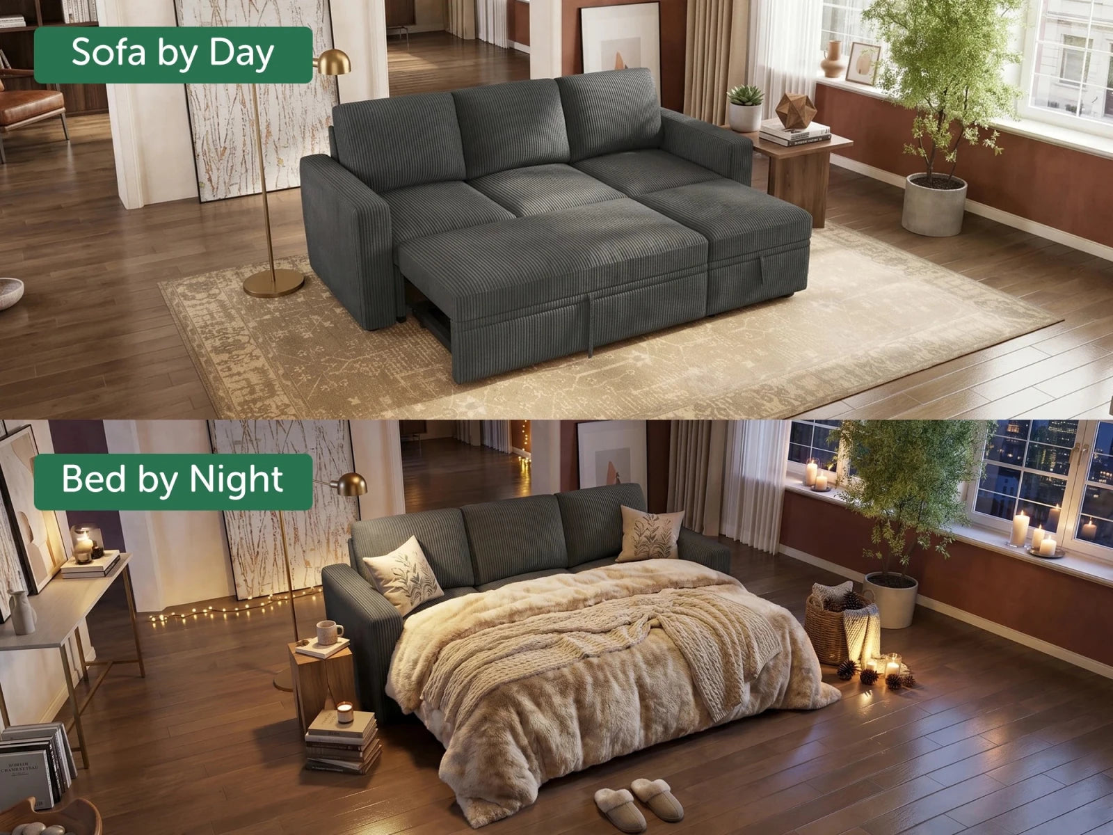 Molit 4-Piece Pull-Out Sectional
#Color_Corduroy Gray