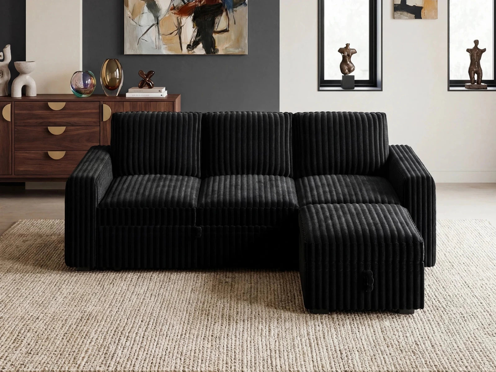 Molit 4-Piece Pull-Out Sectional
 #Color_Black