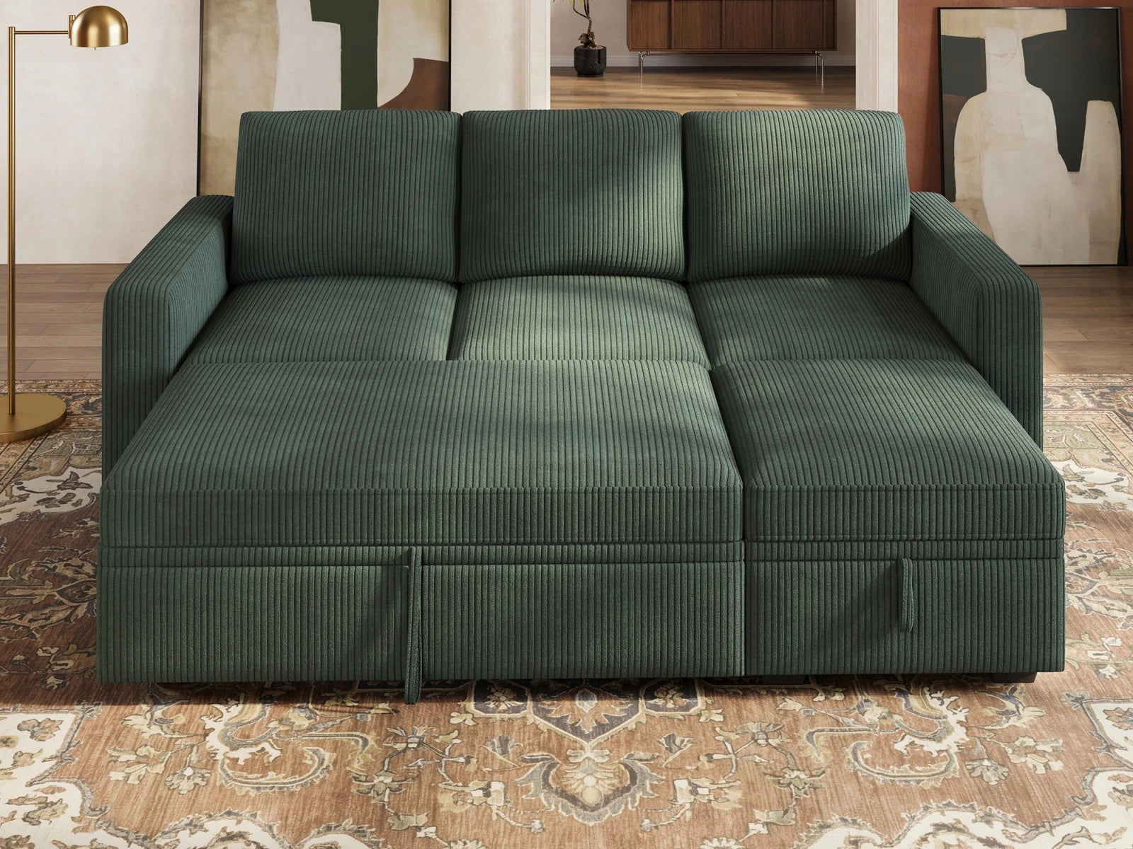 Molit 4-Piece Pull-Out Sectional
#Color_Corduroy Green