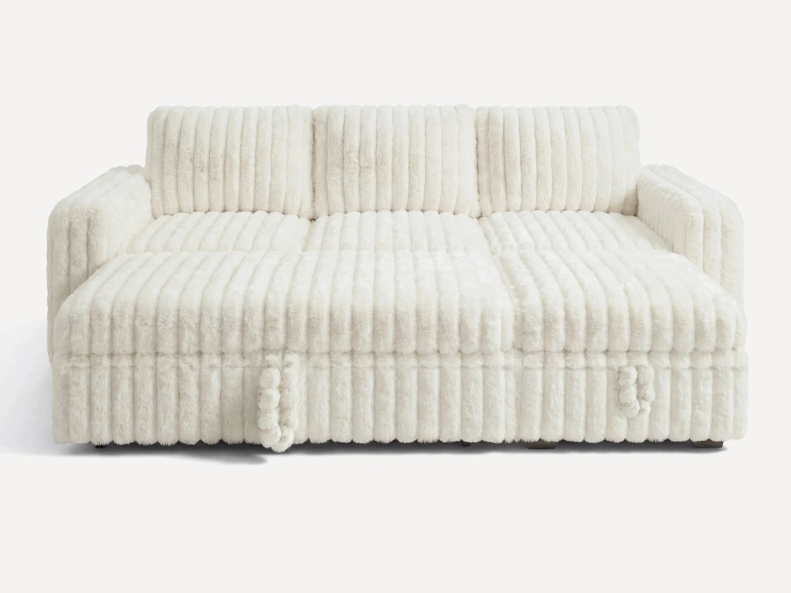 Molit 4-Piece Pull-Out Sectional
  #Color_Faux Rabbit Fur Ivory