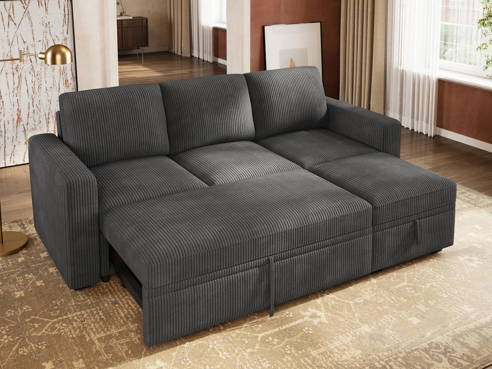 Molit 4-Piece Pull-Out Sectional
#Color_Corduroy Gray