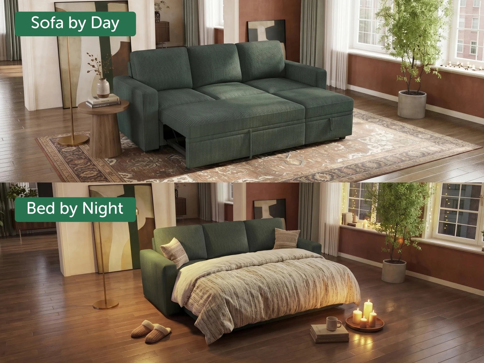 Molit 4-Piece Pull-Out Sectional
#Color_Corduroy Green
