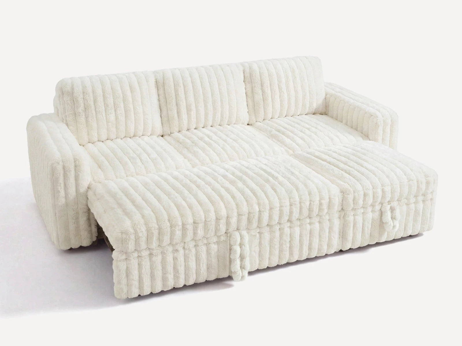Molit 4-Piece Pull-Out Sectional
  #Color_Faux Rabbit Fur Ivory