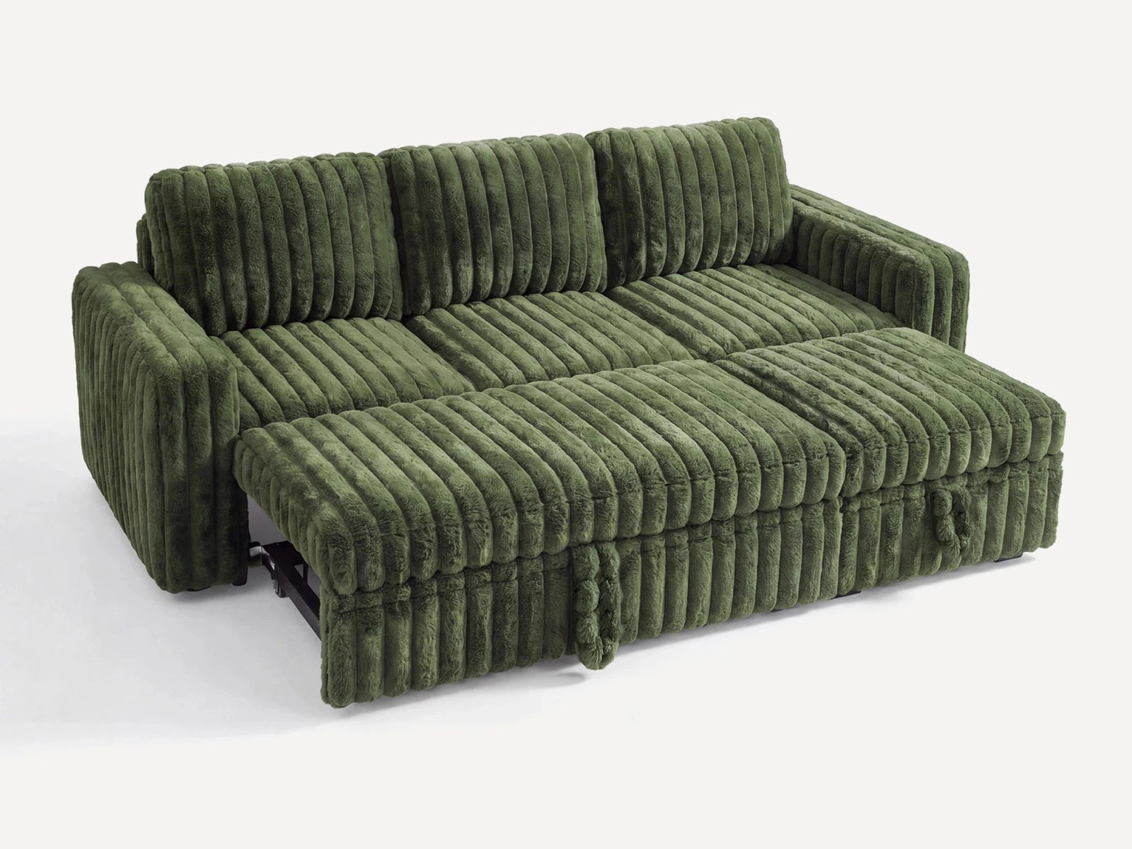 Molit 4-Piece Pull-Out Sectional
 #Color_Faux Rabbit Fur Green