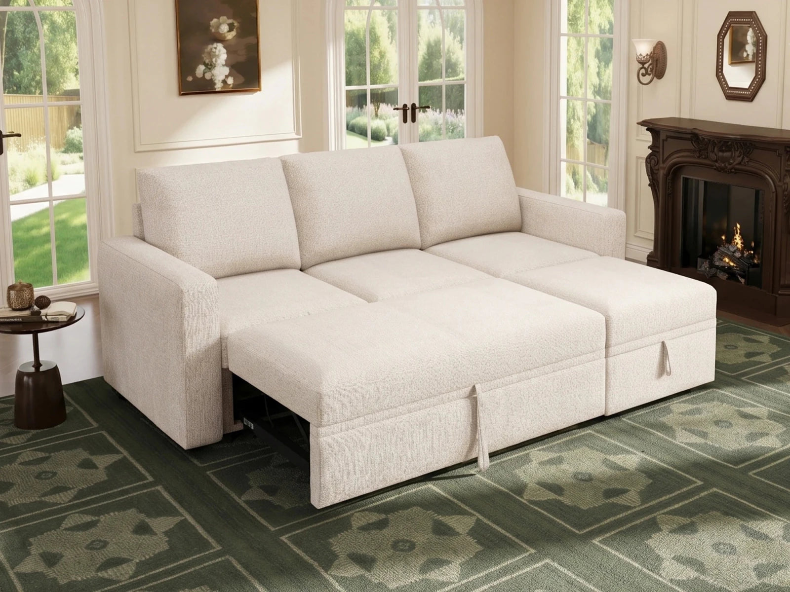 Molit 4-Piece Pull-Out Sectional
 #Color_Beige