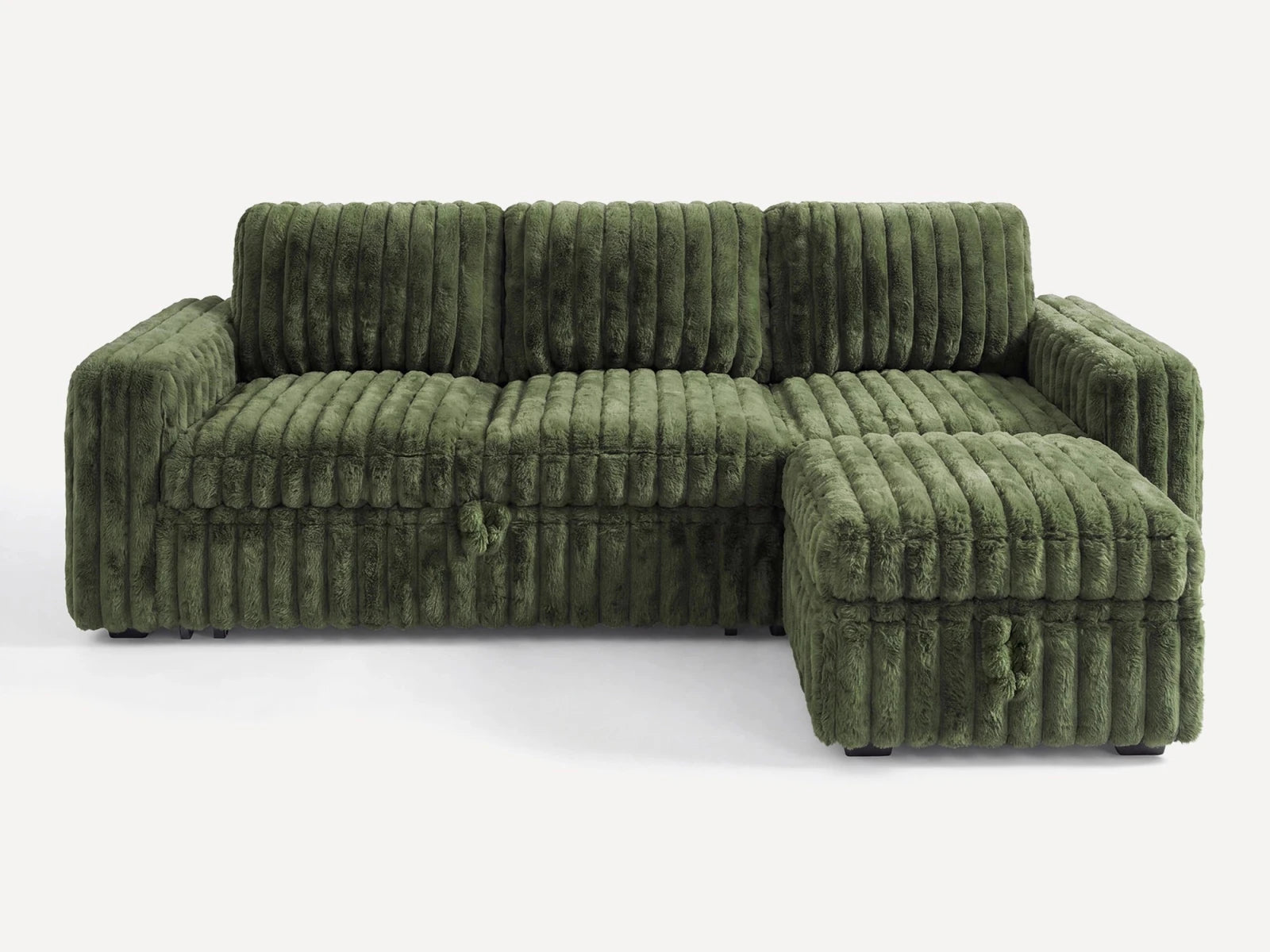 Molit 4-Piece Pull-Out Sectional
 #Color_Faux Rabbit Fur Green
