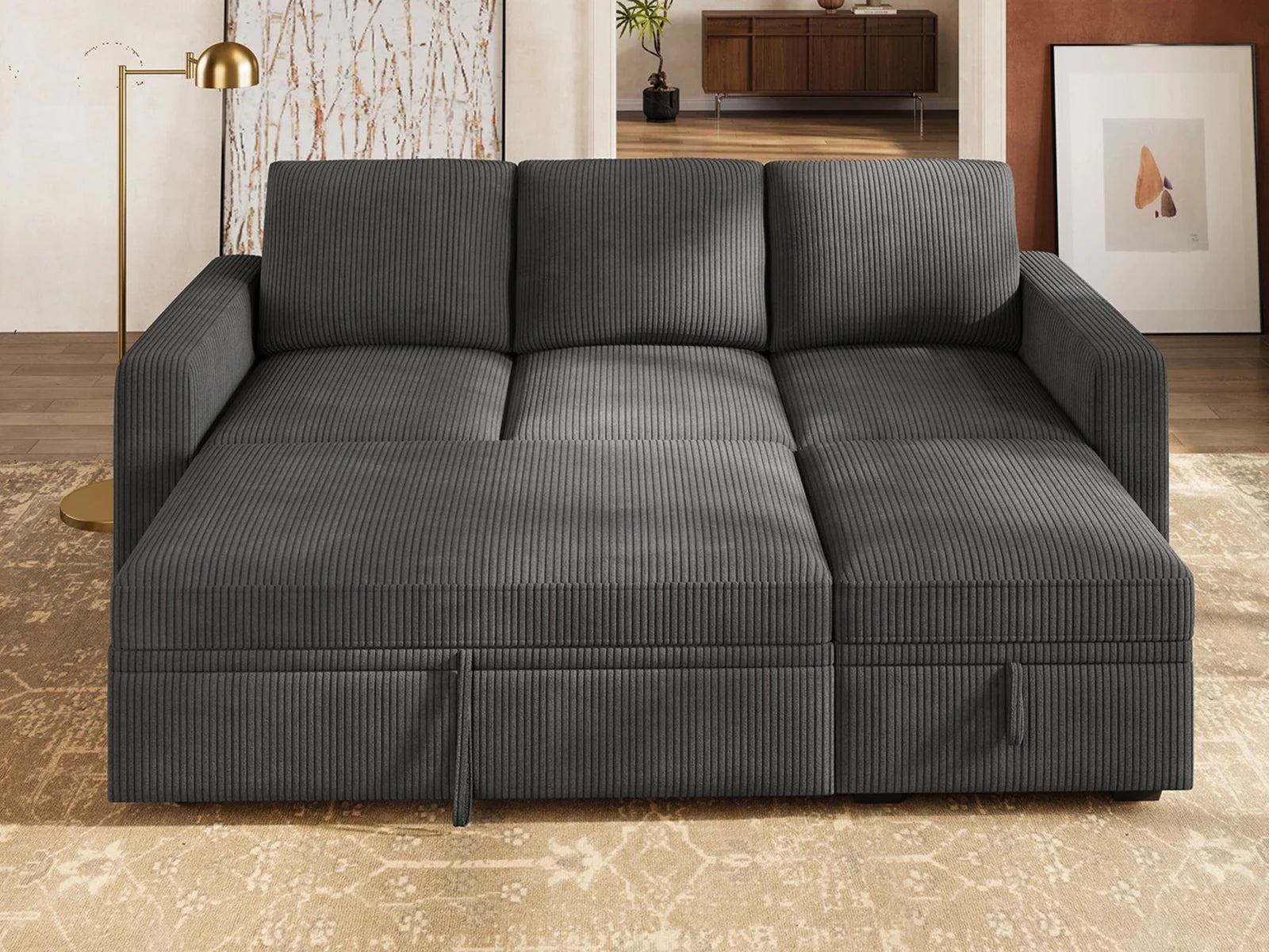 Molit 4-Piece Pull-Out Sectional
#Color_Corduroy Gray
