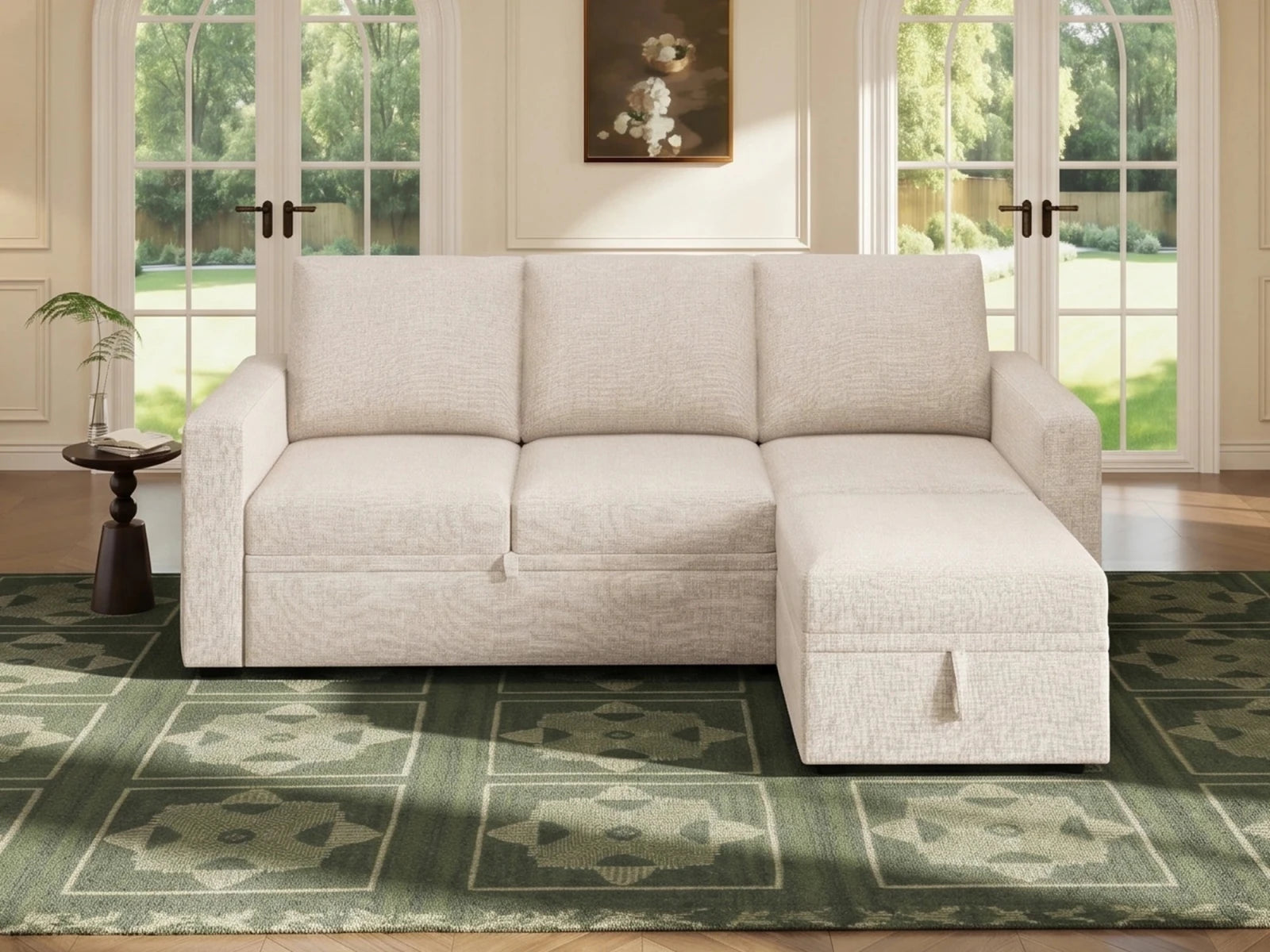 Molit 4-Piece Pull-Out Sectional
 #Color_Beige
