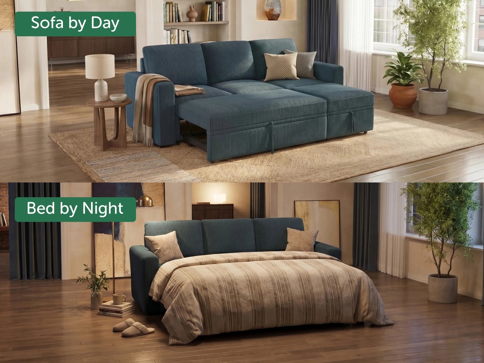 Molit 4-Piece Pull-Out Sectional
#Color_Corduroy Blue