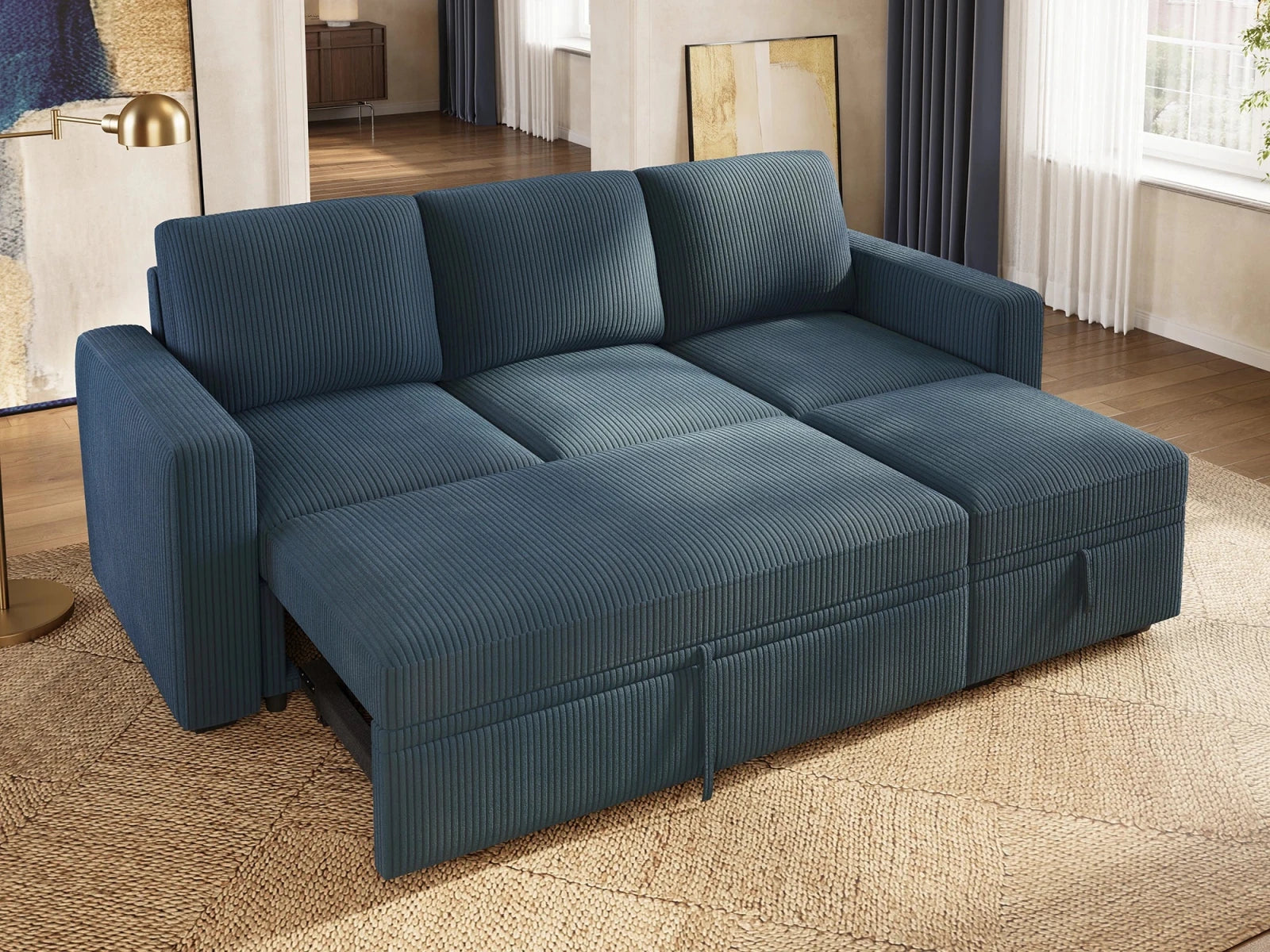 Molit 4-Piece Pull-Out Sectional
#Color_Corduroy Blue