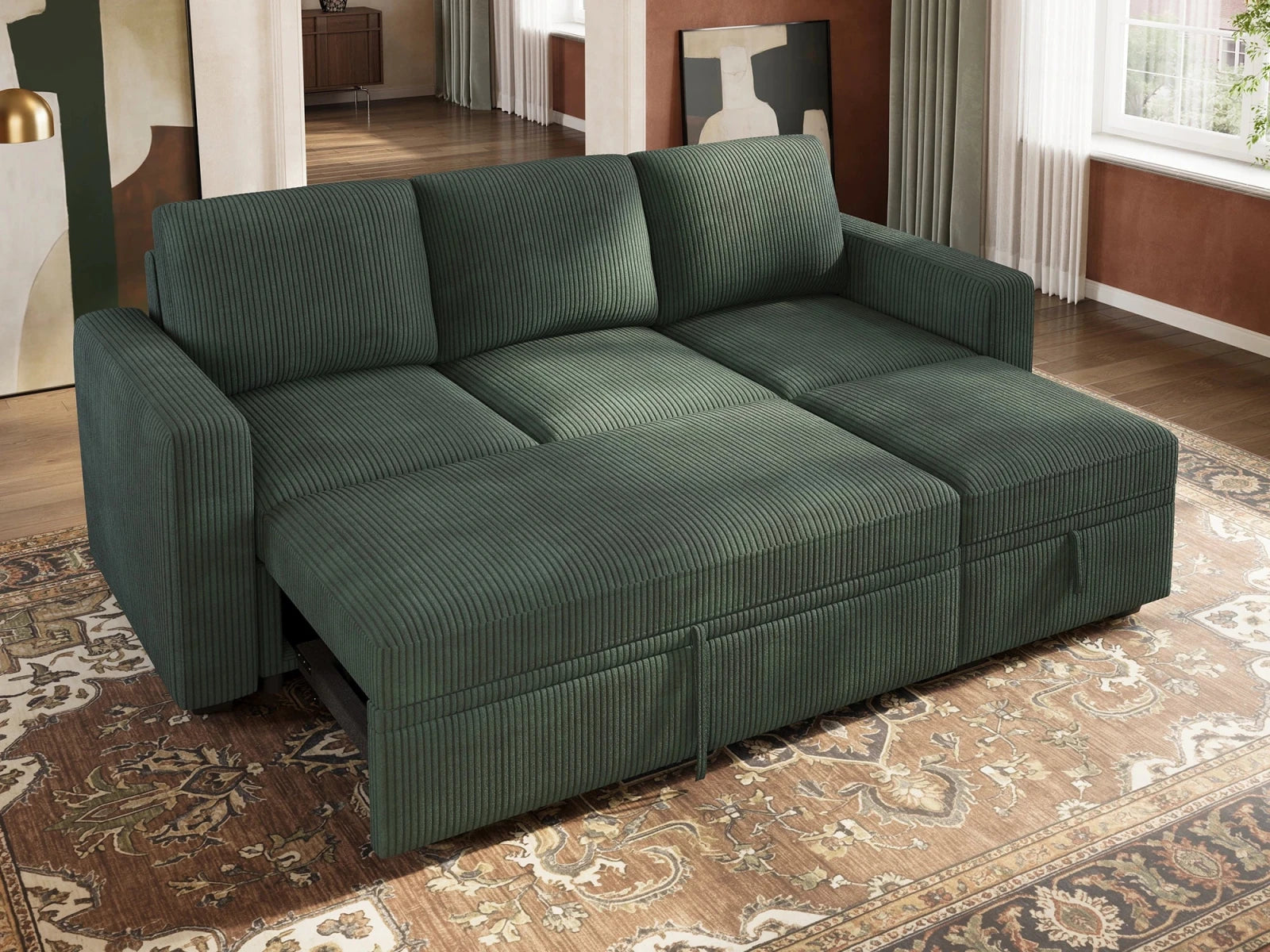 Molit 4-Piece Pull-Out Sectional
#Color_Corduroy Green
