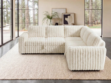 Molit 5-Piece Pull-Out Sectional
 #Color_Faux Rabbit Fur Ivory