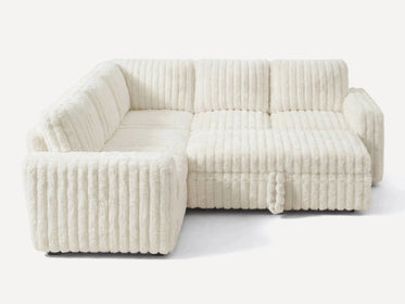 Molit 5-Piece Pull-Out Sectional
 #Color_Faux Rabbit Fur Ivory