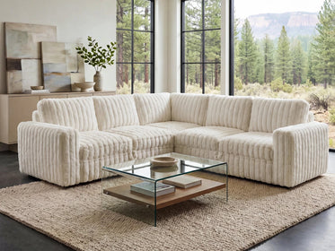 Molit 5-Piece Pull-Out Sectional
 #Color_Faux Rabbit Fur Ivory