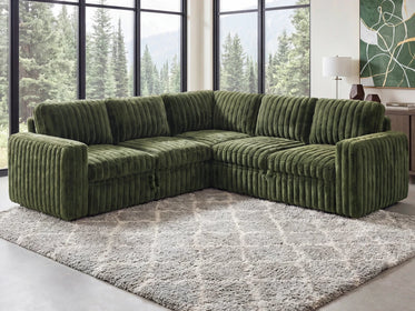Molit 5-Piece Pull-Out Sectional
 #Color_Faux Rabbit Fur Green
