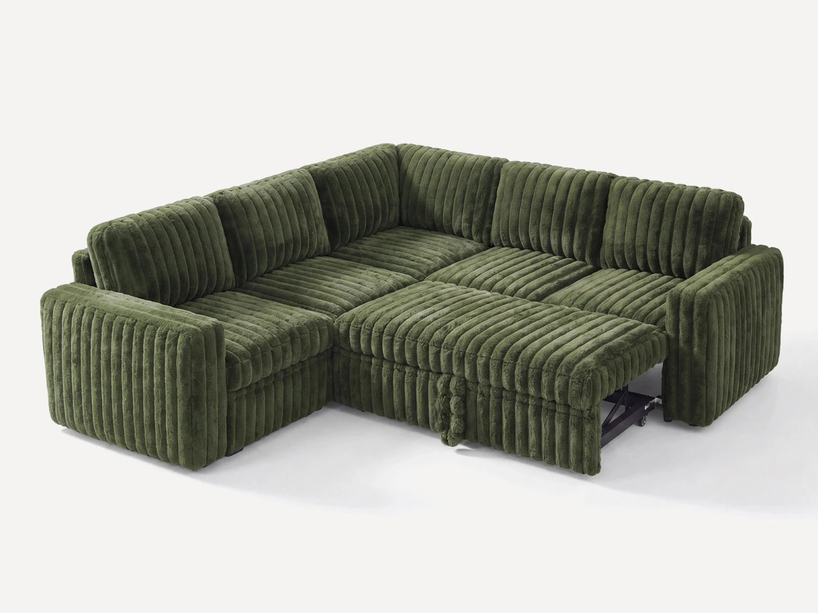 Molit 5-Piece Pull-Out Sectional
 #Color_Faux Rabbit Fur Green