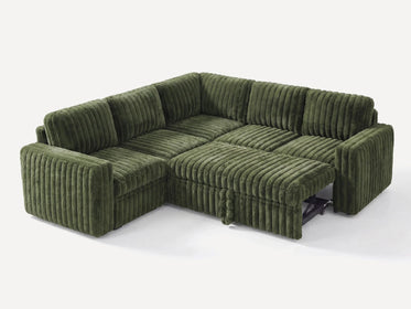 Molit 5-Piece Pull-Out Sectional
 #Color_Faux Rabbit Fur Green