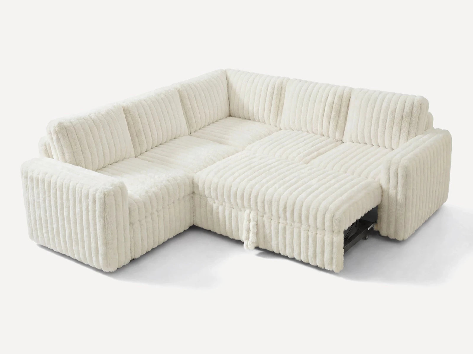 Molit 5-Piece Pull-Out Sectional
 #Color_Faux Rabbit Fur Ivory