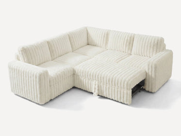 Molit 5-Piece Pull-Out Sectional
 #Color_Faux Rabbit Fur Ivory