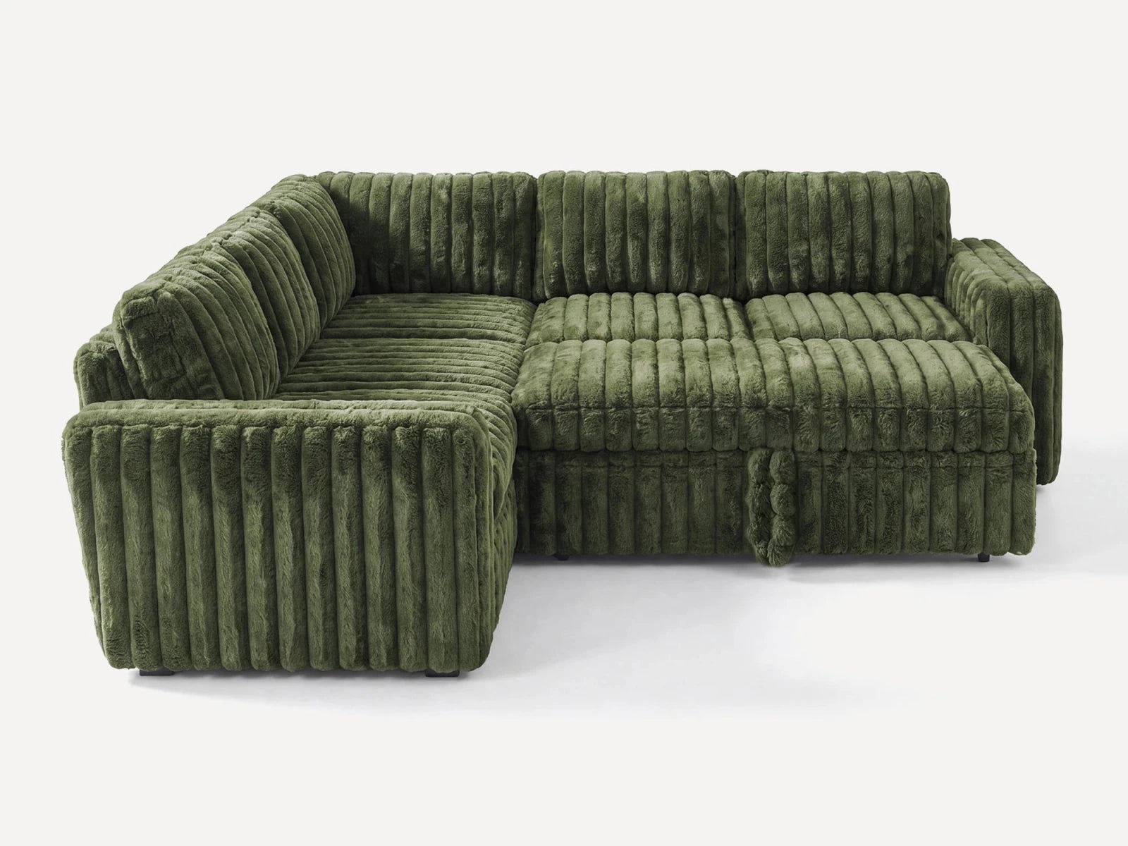 Molit 5-Piece Pull-Out Sectional
 #Color_Faux Rabbit Fur Green