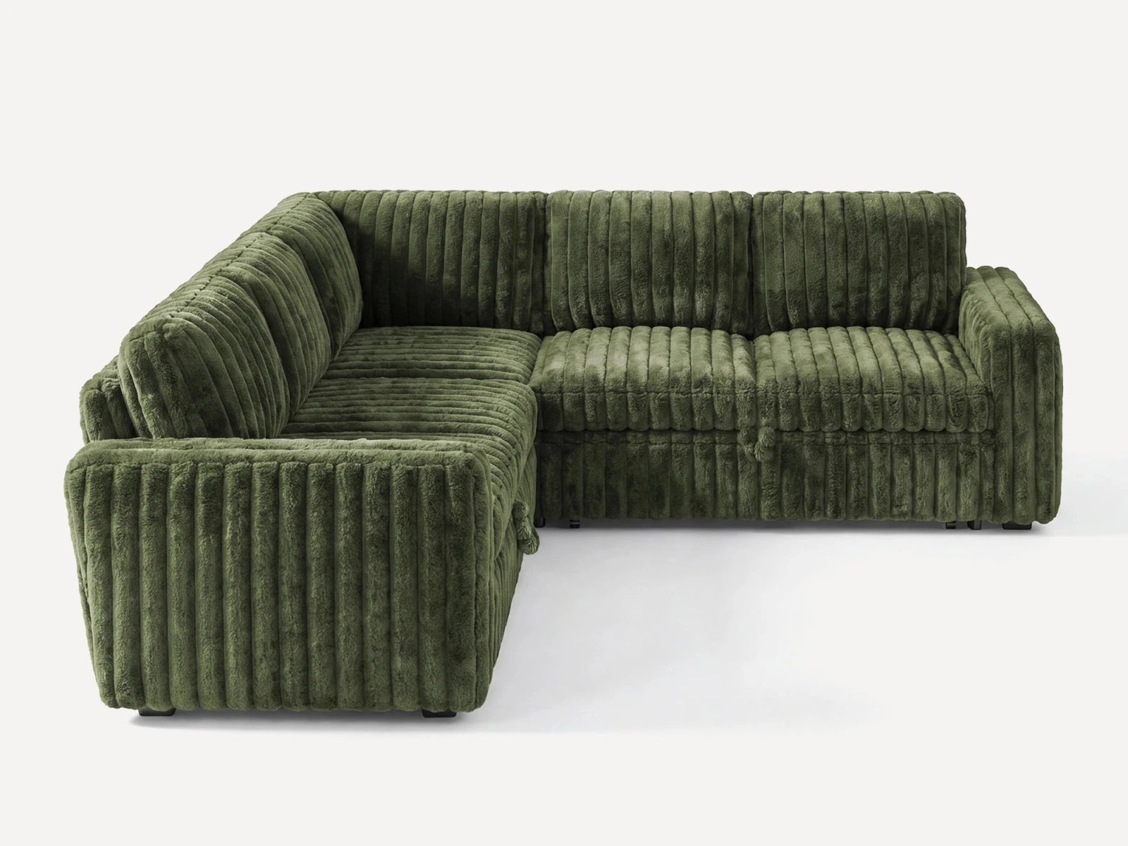 Molit 5-Piece Pull-Out Sectional
 #Color_Faux Rabbit Fur Green