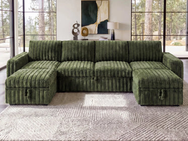 Molit 6-Piece Pull-Out Sectional
 #Color_Faux Rabbit Fur Green 