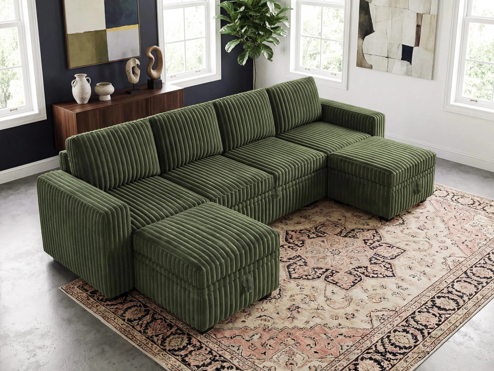 Molit 6-Piece Pull-Out Sectional
 #Color_Green