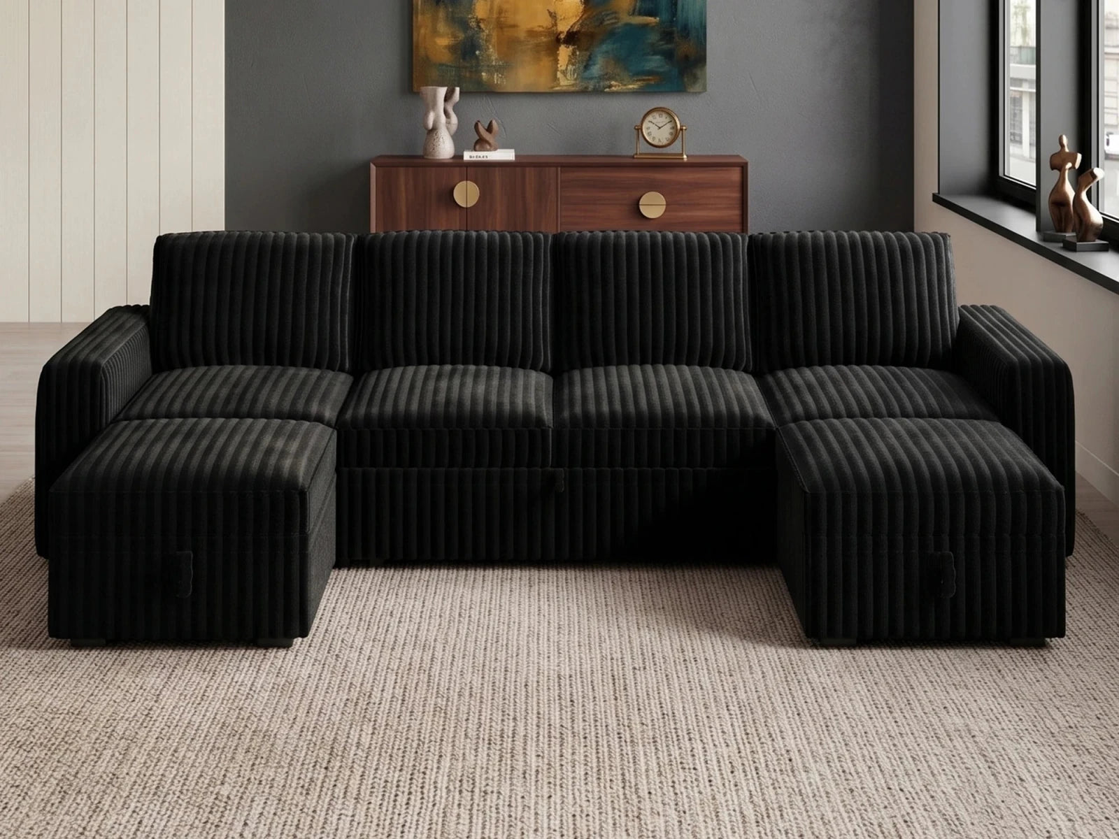 Molit 6-Piece Pull-Out Sectional
 #Color_Black