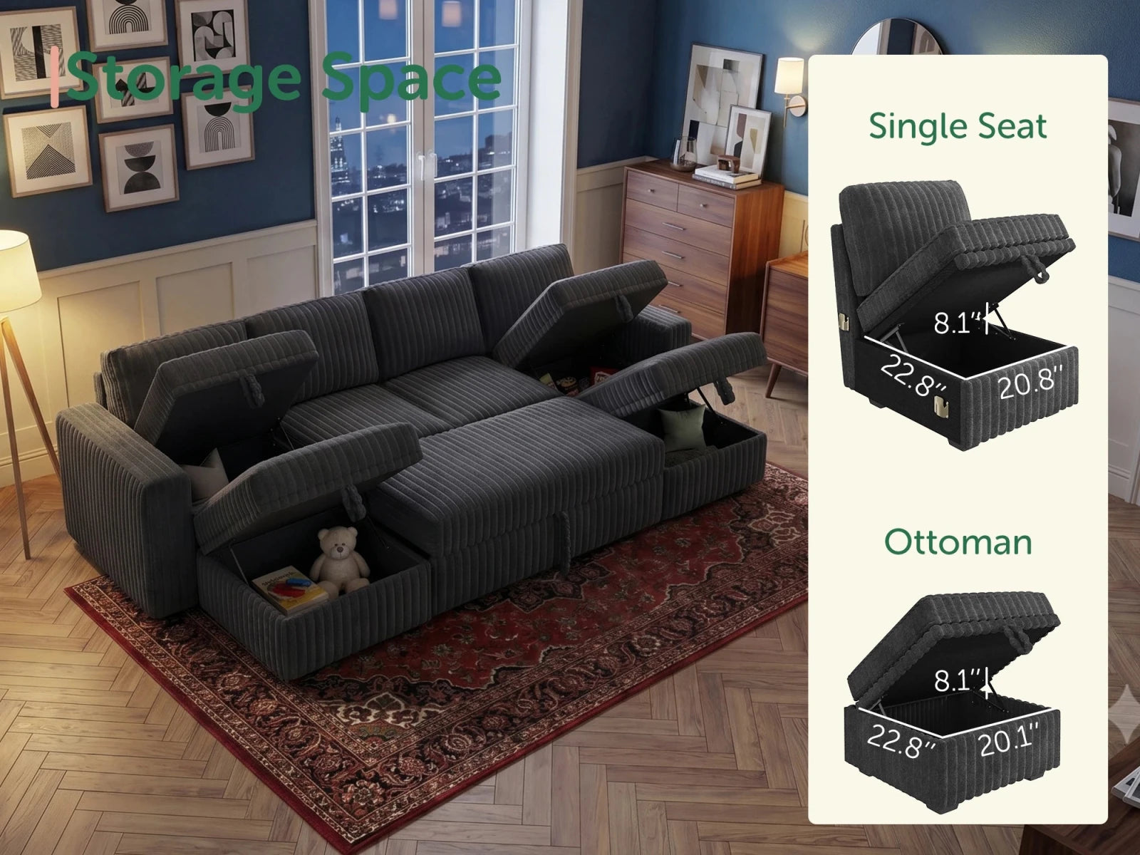 Molit 6-Piece Pull-Out Sectional
 #Color_Gray