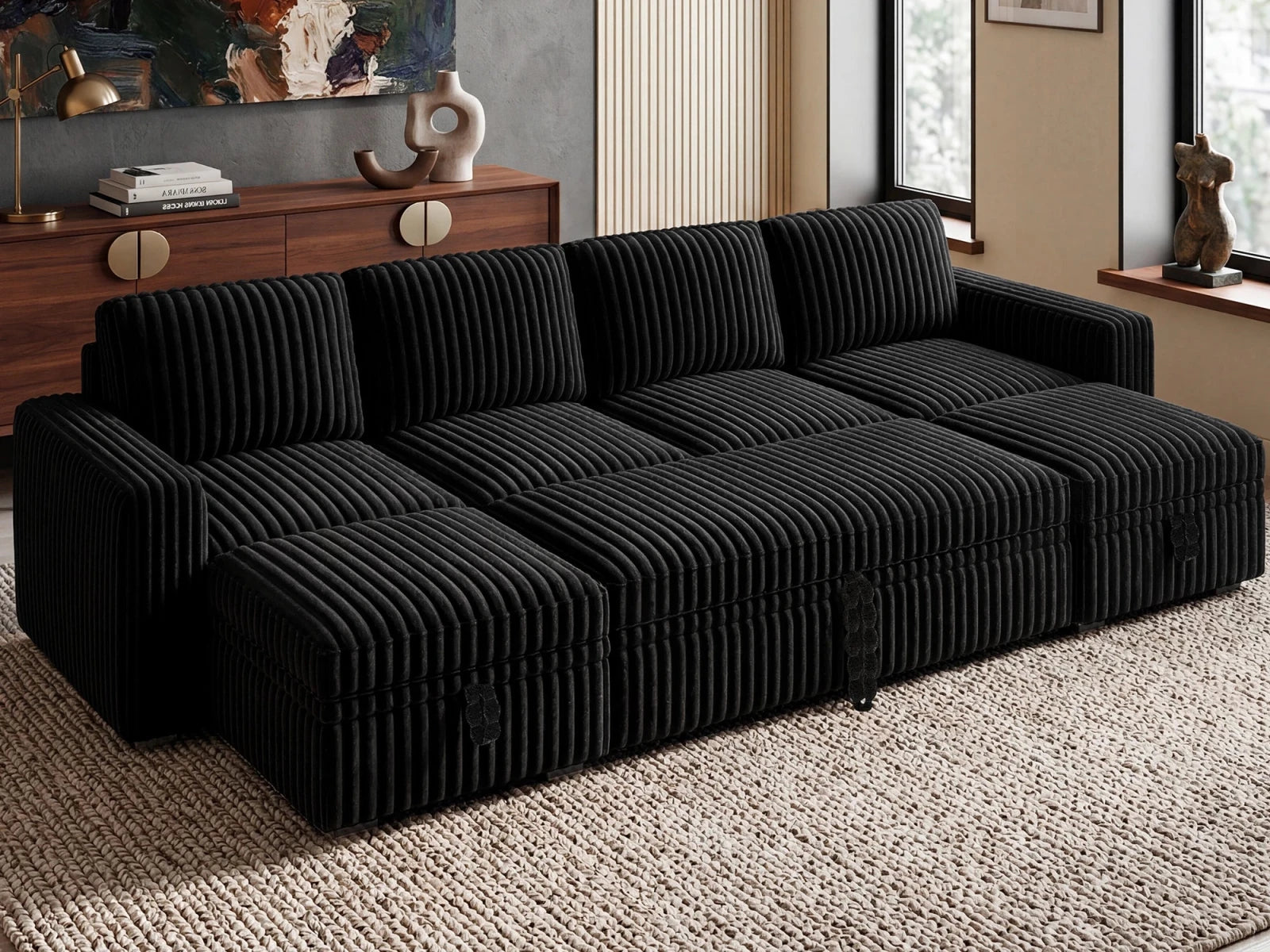 Molit 6-Piece Pull-Out Sectional
 #Color_Black