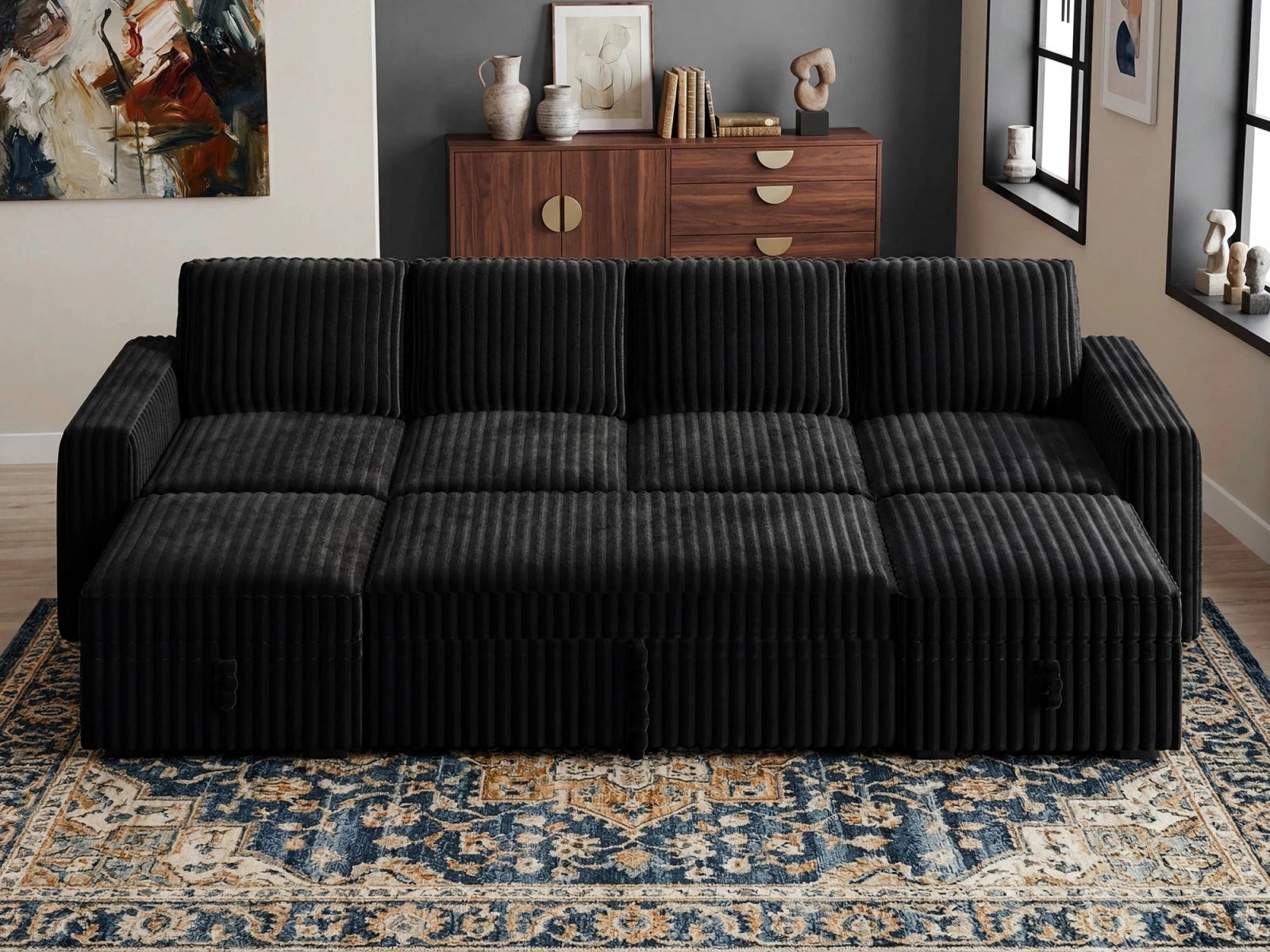 Molit 6-Piece Pull-Out Sectional
 #Color_Black