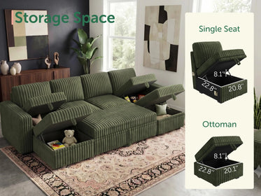 Molit 6-Piece Pull-Out Sectional
 #Color_Green