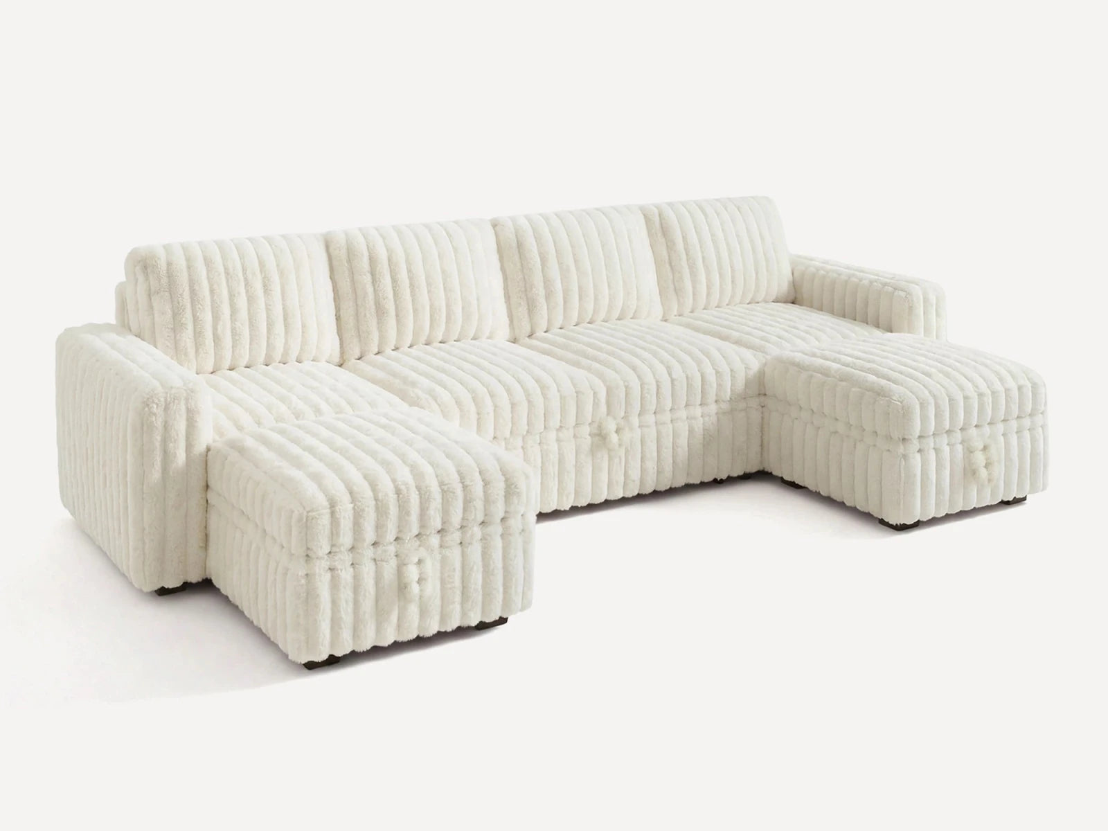 Molit 6-Piece Pull-Out Sectional
 #Color_Faux Rabbit Fur Ivory