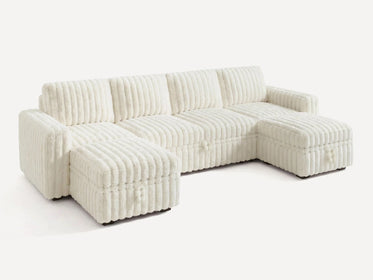 Molit 6-Piece Pull-Out Sectional
 #Color_Faux Rabbit Fur Ivory
