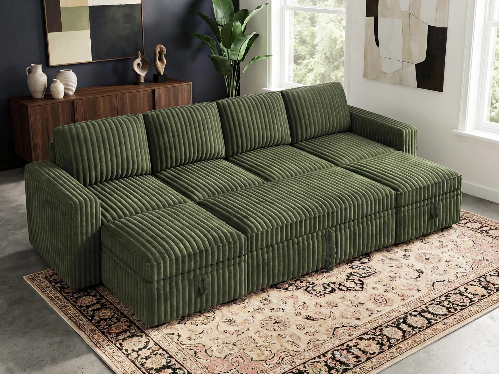Molit 6-Piece Pull-Out Sectional
 #Color_Green