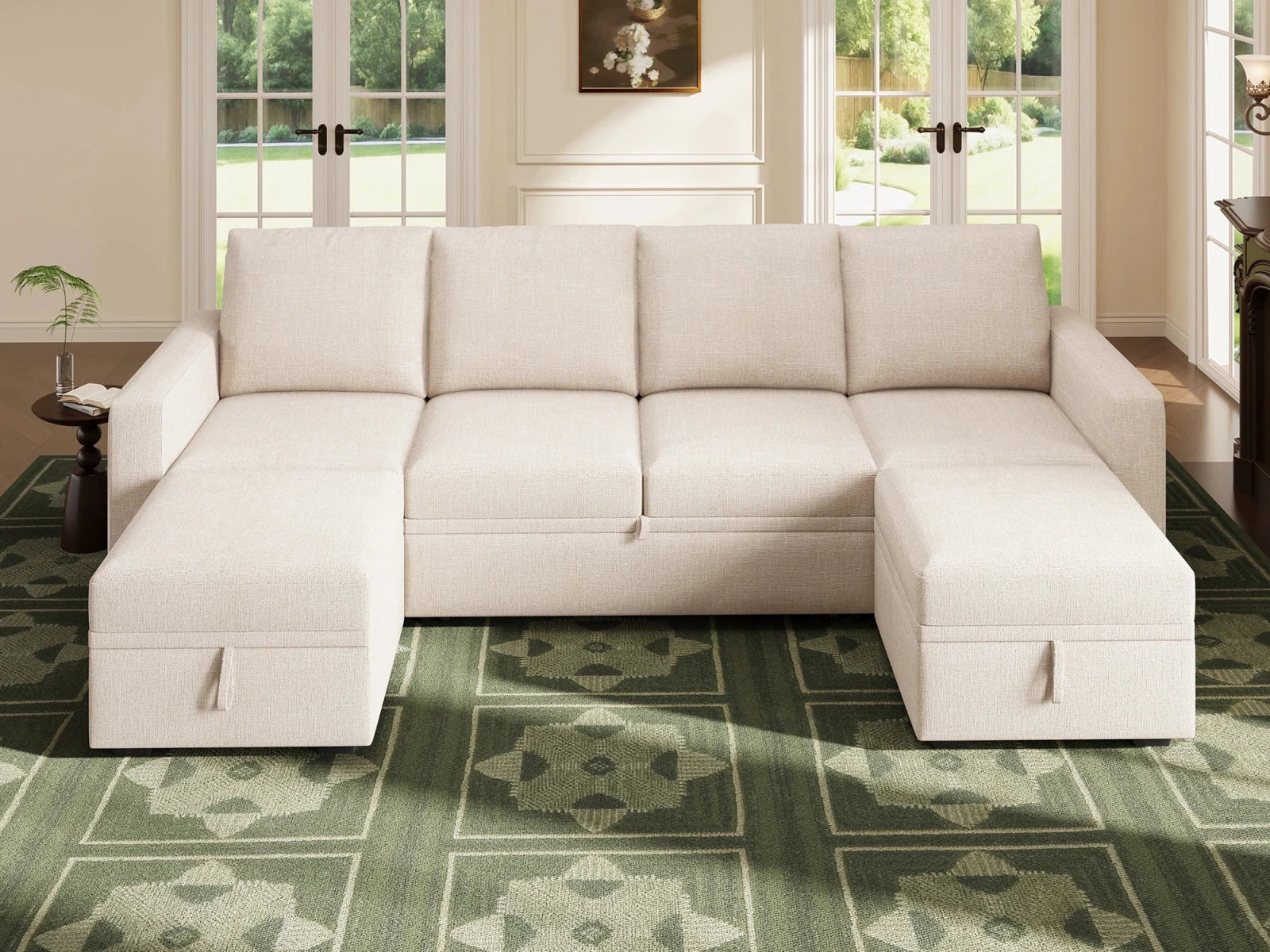 Molit 6-Piece Pull-Out Sectional
 #Color_Beige