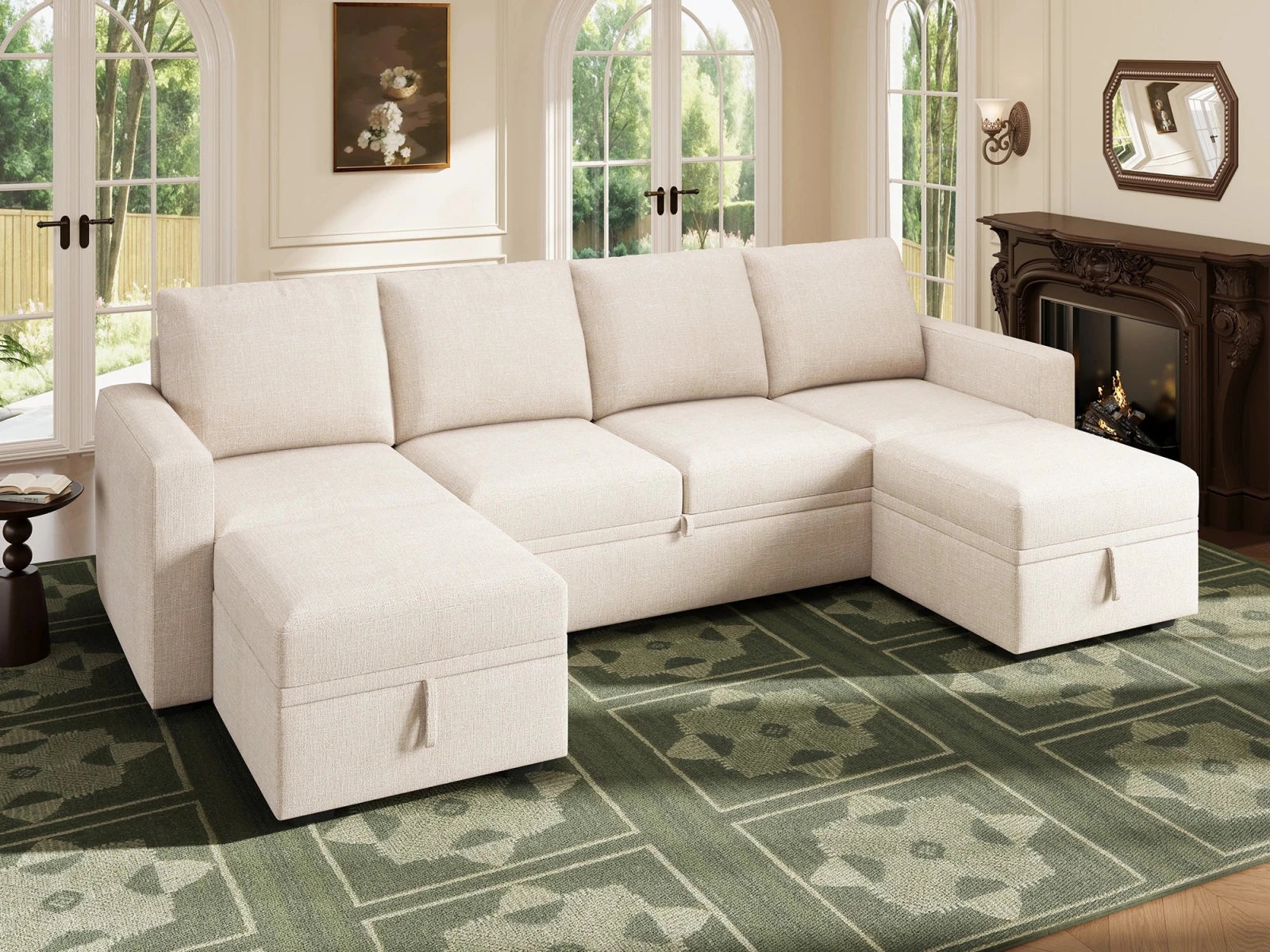 Molit 6-Piece Pull-Out Sectional
 #Color_Beige