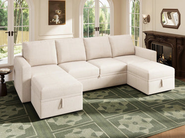 Molit 6-Piece Pull-Out Sectional
 #Color_Beige