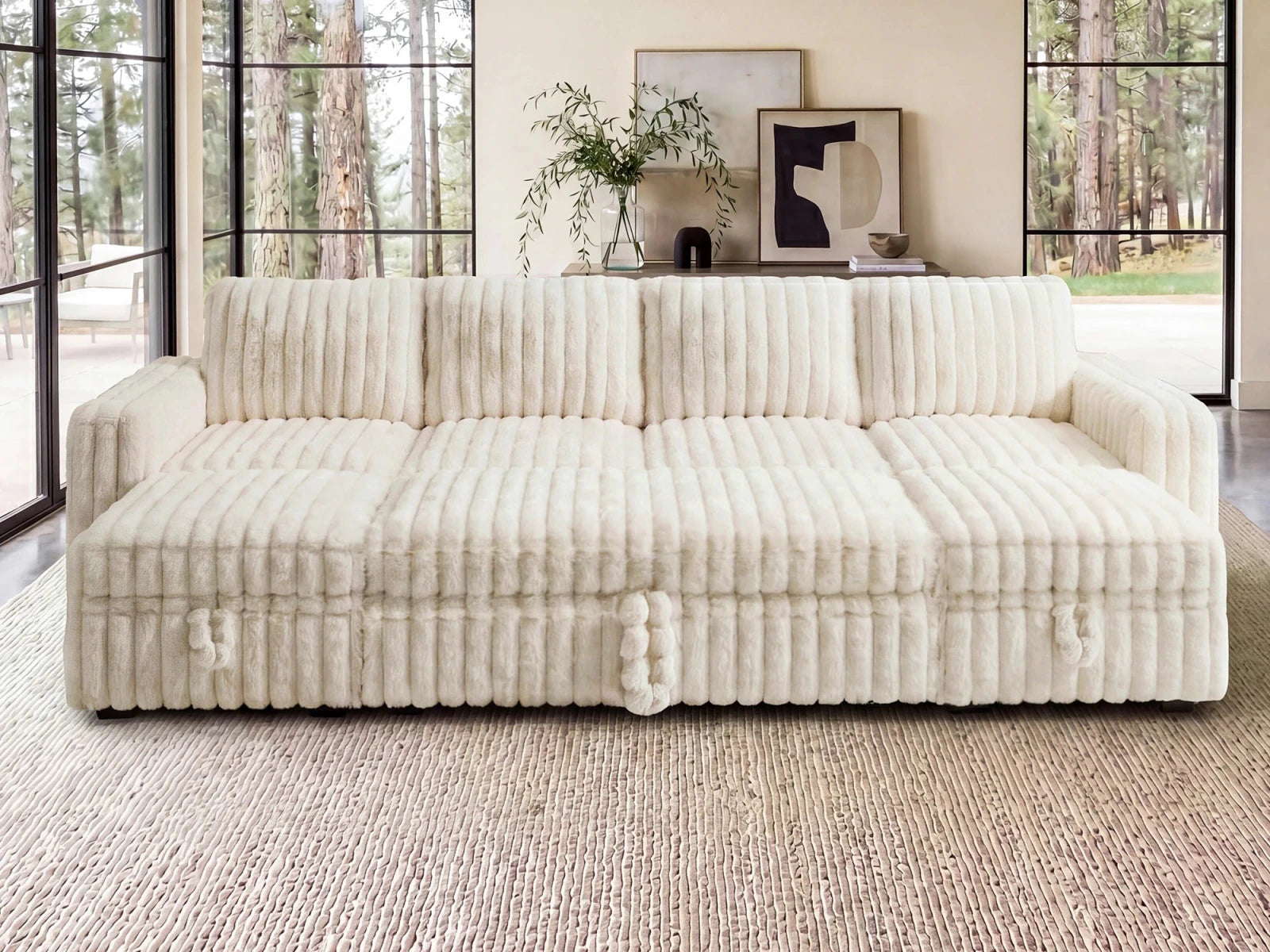 Molit 6-Piece Pull-Out Sectional
 #Color_Faux Rabbit Fur Ivory
#Hover