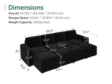 Molit 6-Piece Pull-Out Sectional
 #Color_Black