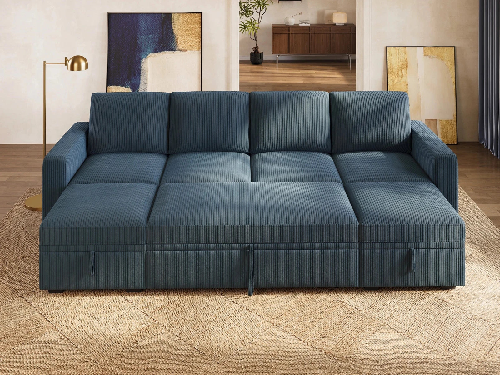 Molit 6-Piece Pull-Out Sectional
#Color_Corduroy Blue