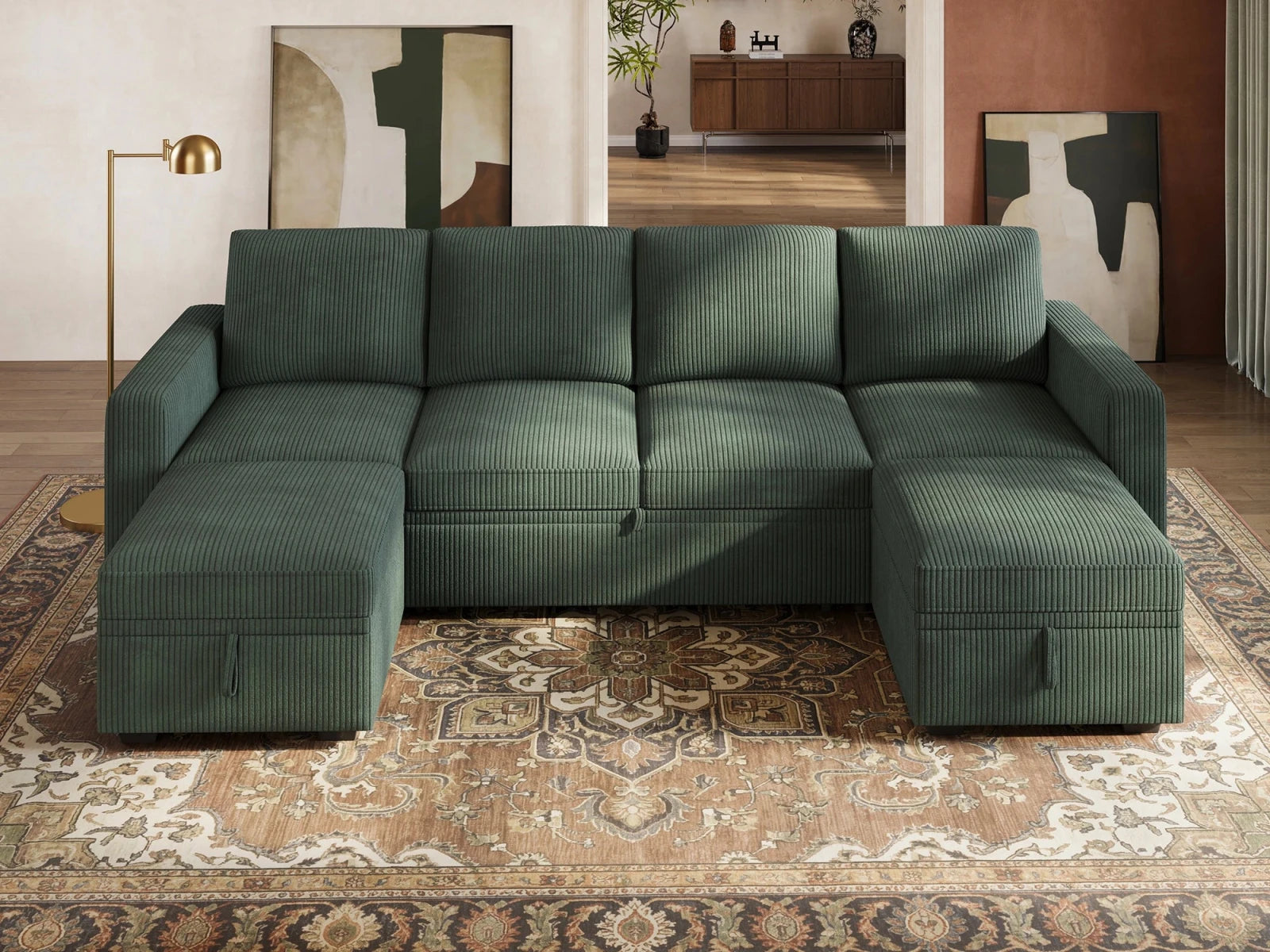 Molit 6-Piece Pull-Out Sectional
#Color_Corduroy Green