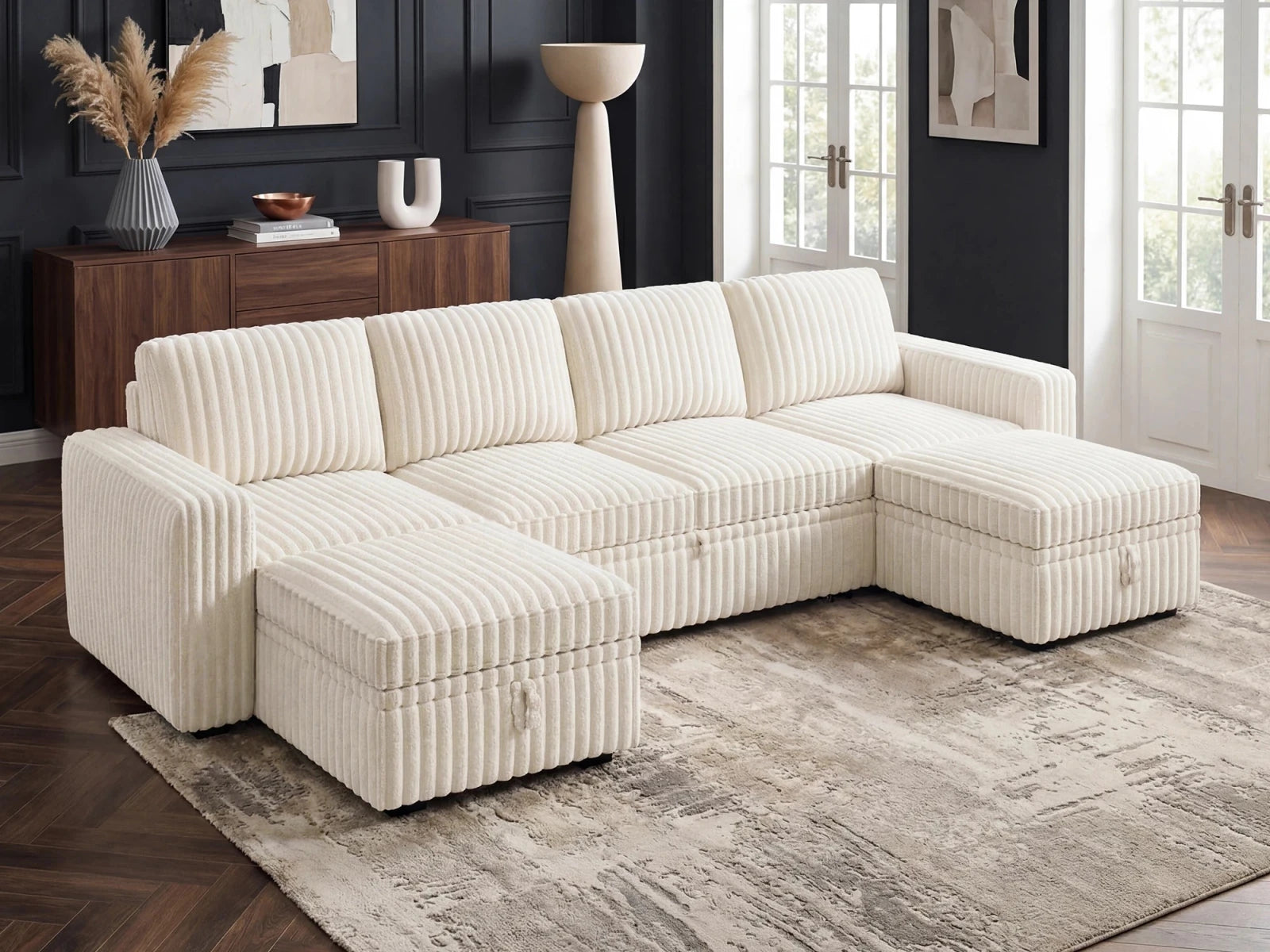 Molit 6-Piece Pull-Out Sectional
 #Color_White